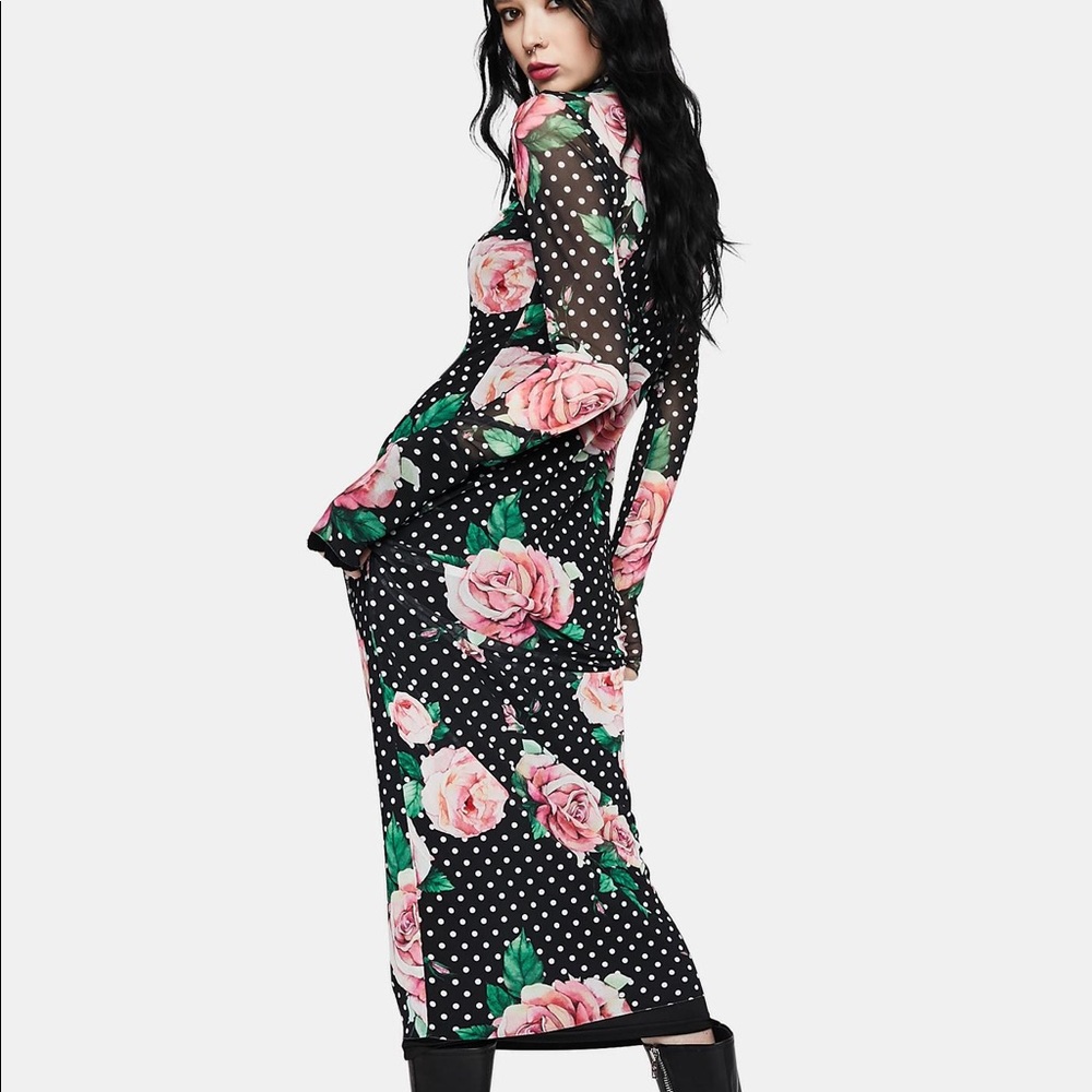 WINTER ROSE POLKA DOT SHAILENE MESH DRESS - Picture 3 of 5